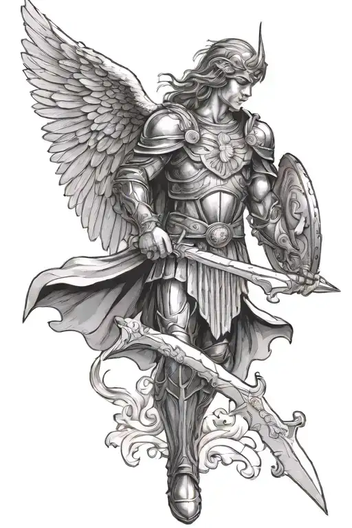 Archangel Michael Warrior Wielding A Sword