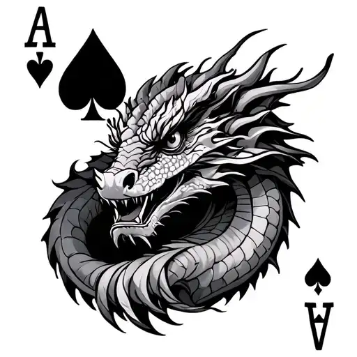 Dragon And Deck Of Cards An Ace