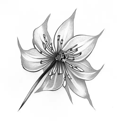 Katanas Crossing With Spider Lily Flower In Between