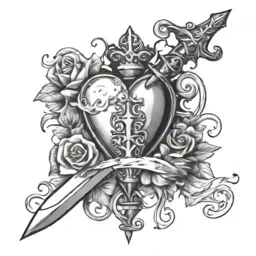 A Equal Scale With A Dagger And A Heart