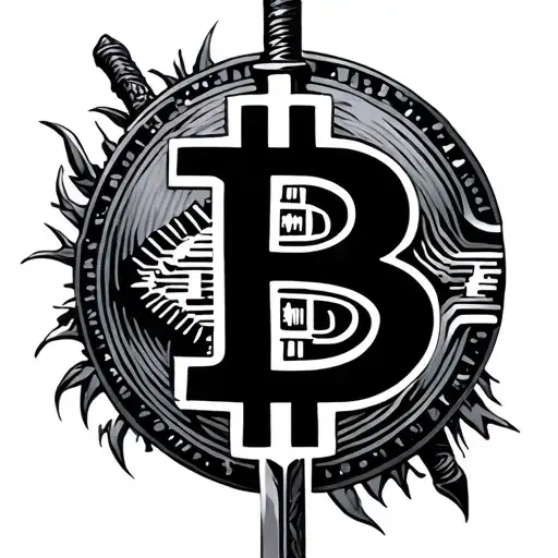 Bitcoin Symbol And Sword