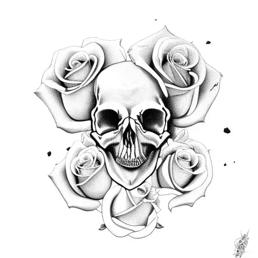 Steer Skull With Three Roses