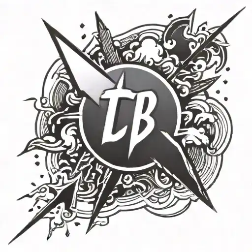 Fine Line Lightning Bolt With The Word Tcb Going Around The Top Part