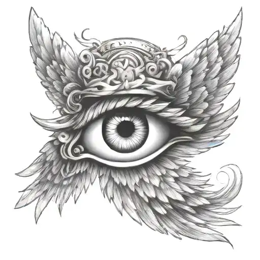 Angel Wings With Eye Inside Surrounded