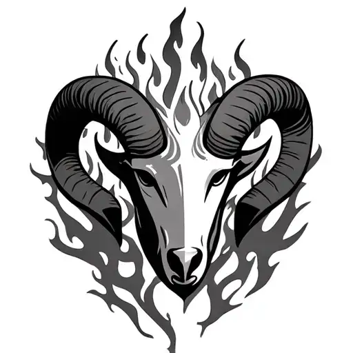 Aries Symbol Combined With Fire Designs Intertwined Within