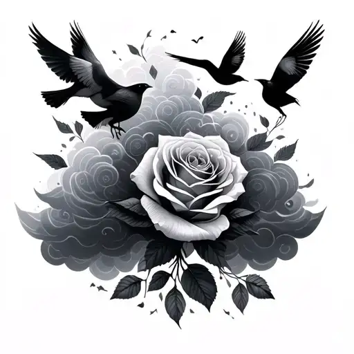 Rose Bible Verse Clouds Birds