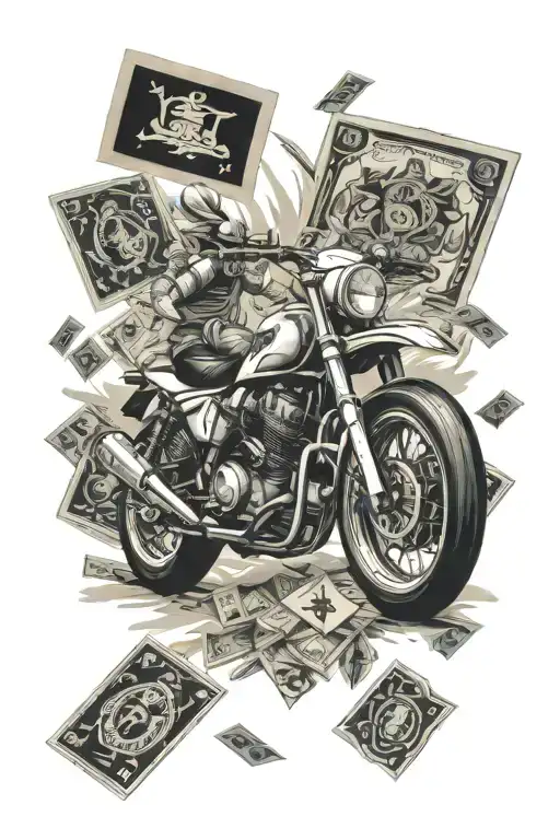 Motocross Surrounded By English Money And Gambling