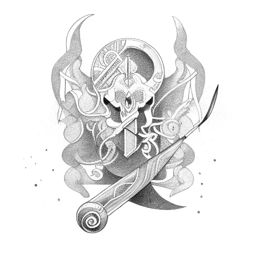 Bamboo With Achenese Dagger And Libra Zodiac