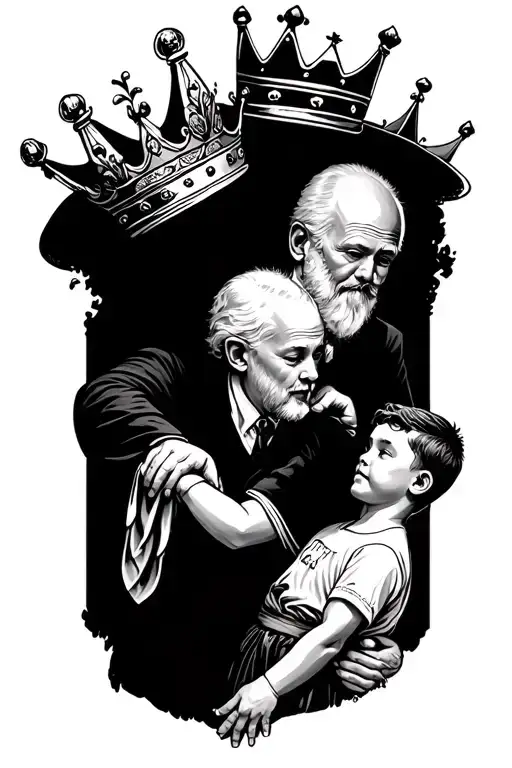 A Grandpa Put A Crown On His Son And Then His Son Putting A Crown On His Son