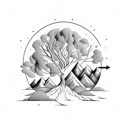 Tree Line And Mountains