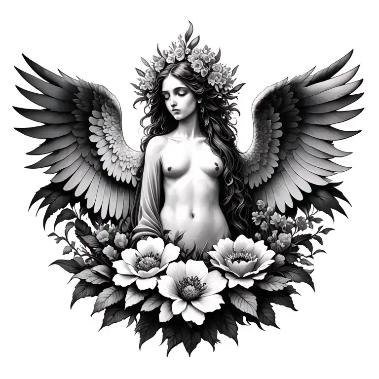 Seraphim And Flowers Growing