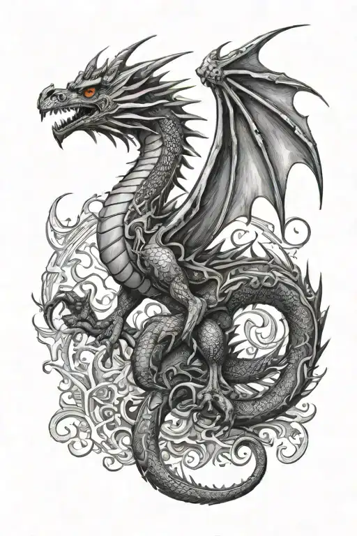 Gothic Dragon With Eyes In Its Wings