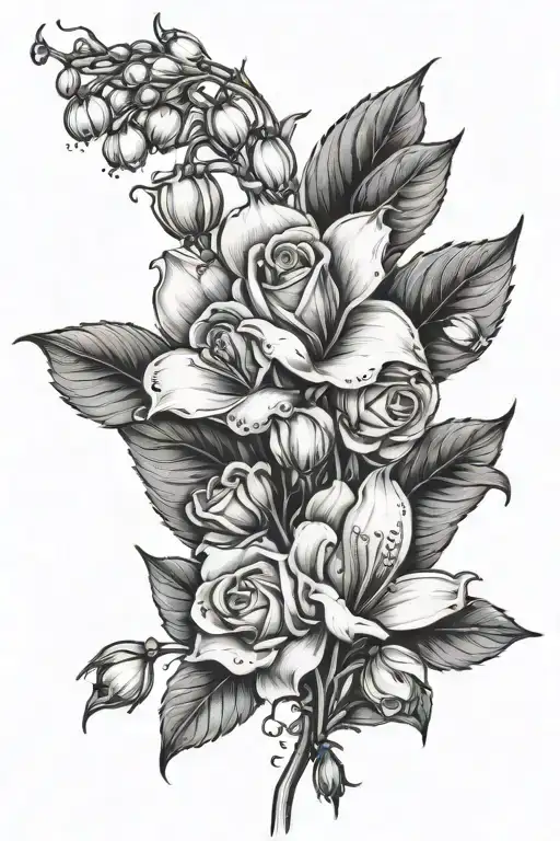 Lily Of The Valley Flower And A Rose