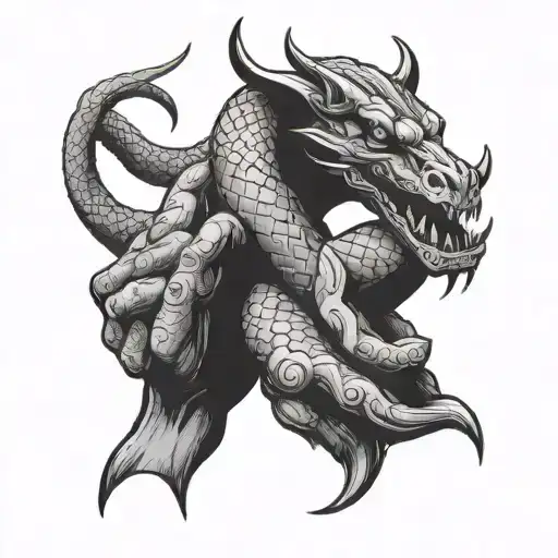 Devil Hands Holding Snake