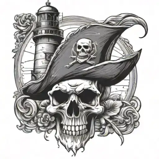 Pirate Skull And Lighthouse