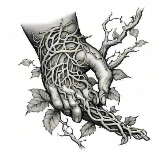 Tree Vines Covering Posterior Forearm And Hand