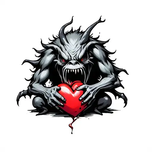 Sad Monster With A Broken Heart