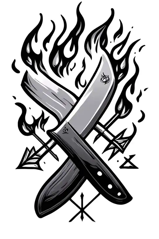 Chef Knives Flames Motivation Represented In Arrows