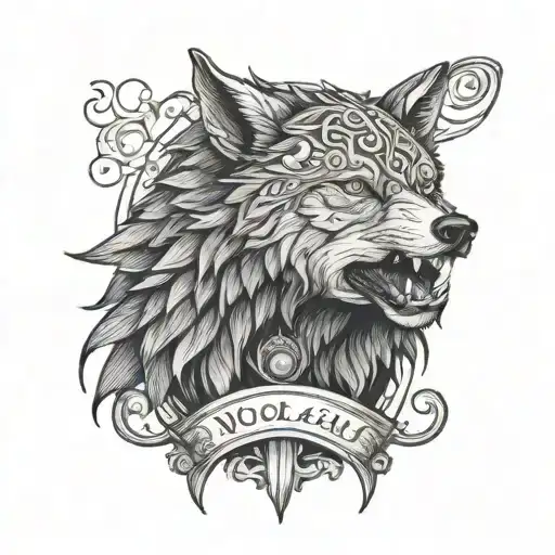 Wolf Head With O'faolain Scripture