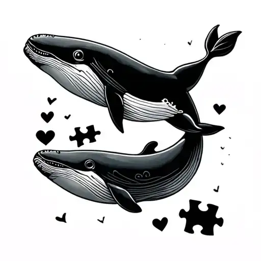 Whale And Puzzle Piece Made Eternal Love