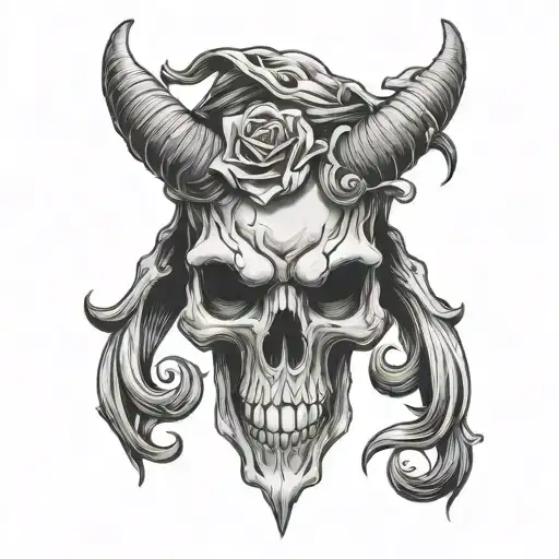 Sad Skull With Horns