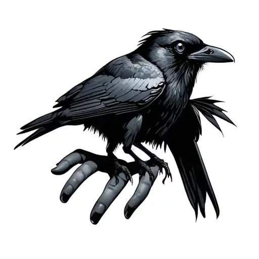 Edgar Allan Poe Dead Eyes With Raven Perched On My Right Hand