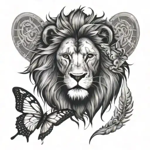 Lion Head And Butterfly Emerging Sci Fi