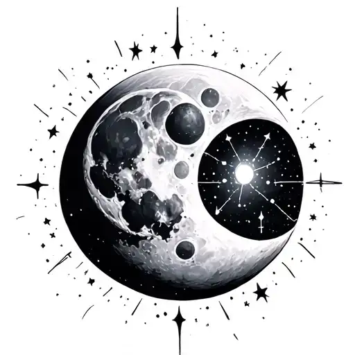 Moon Mixed With Aquarius Constellation