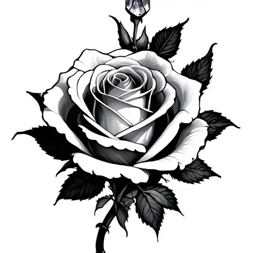 Rose With Crsyals Growing Out Of Them