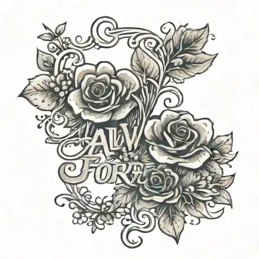 Delicate Anklet With The Words Always And Forever With Some Small Flowers And Hearts On A Vine