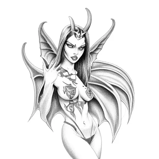 Succubus Tattoo With The Word Cameron In It