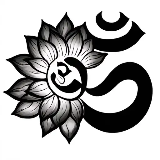 Small Om Symbol With A Lotus Flower