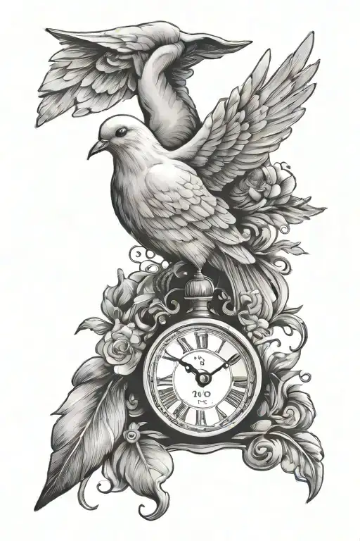 Dove With A Clock With A Name Written