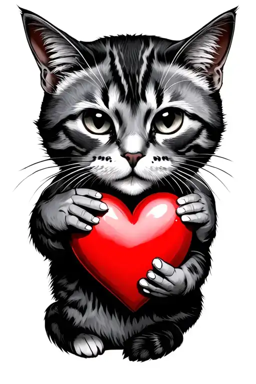 Cat Grabbing A Heart