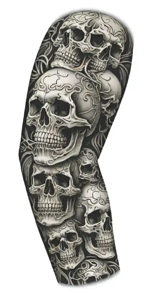 Skulls Connected Up Arm Sleeve