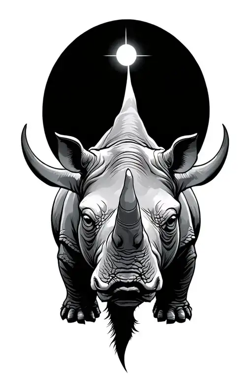 A Wise Rhino Looking Up At The Sky