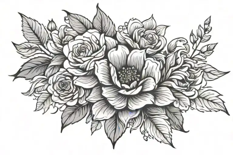 Floral With A Straight Line On One Edge