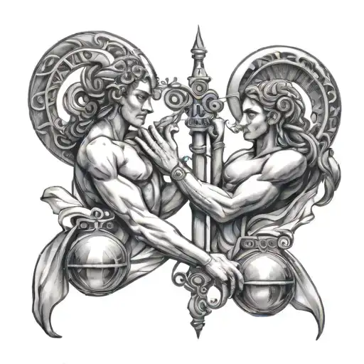 Libra And Aries Intertwined On Arm