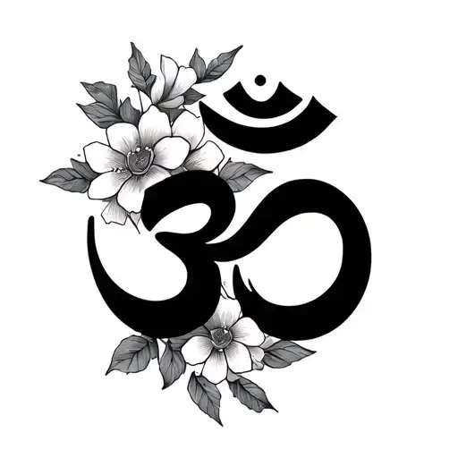 Small Om Symbol With Flowers