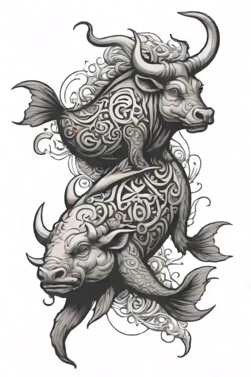 Ox And Pisces Sign Mixed Together