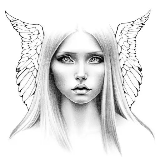 Woman With Long Straight Hair Holding Baby Angel