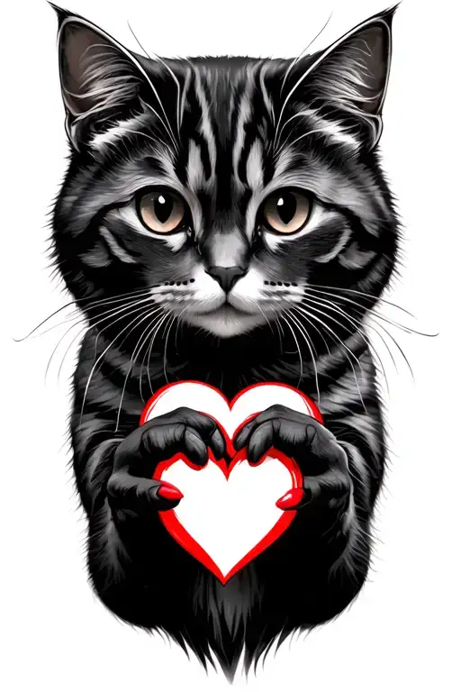 Cat Grabbing A Heart
