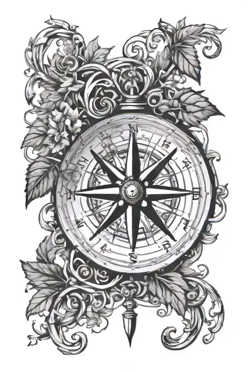 Compass Entangled In Vines Growing