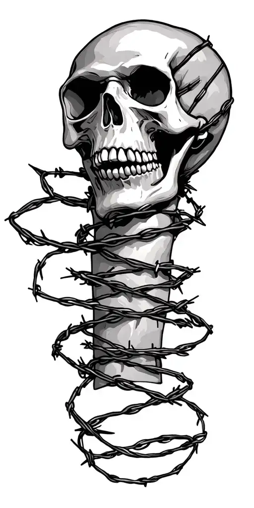 Skull Barb Wire Wrapped