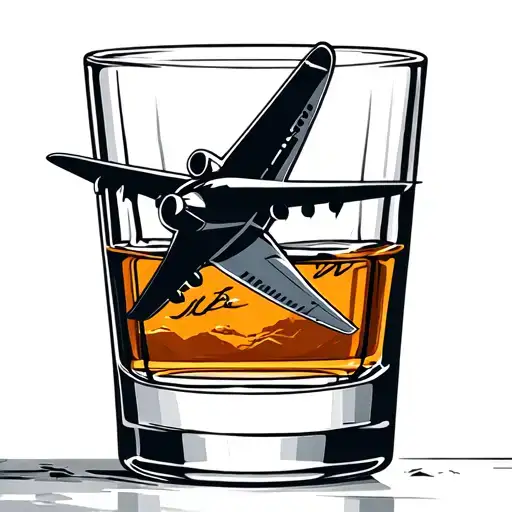 Whiskey Glass With Airplane Flying Out