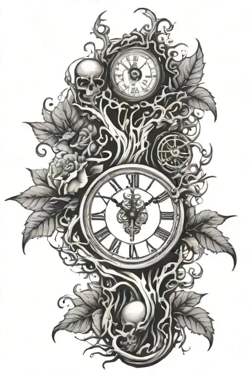 Poison Tree Sleeve With Clock Melting