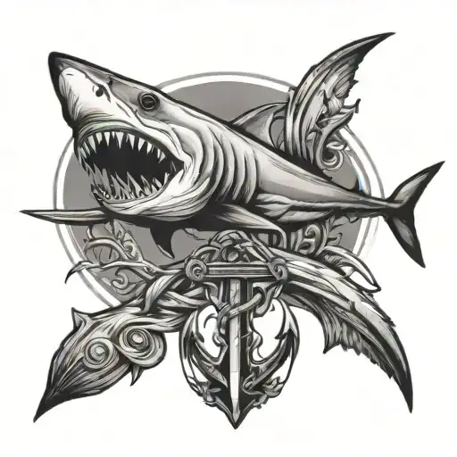 Shark With A Cross As An Anchor Connected