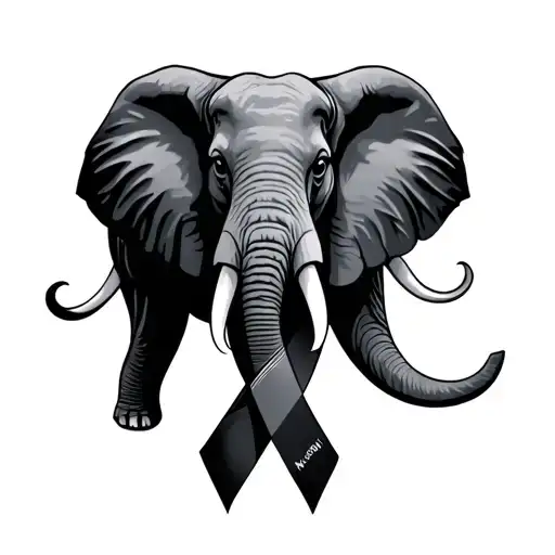 Brain Cancer Ribbon With Elephant Silhouette