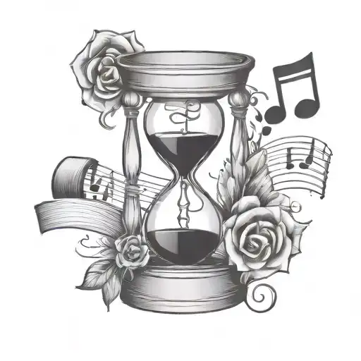 Music Note And Gothic Hour Glass