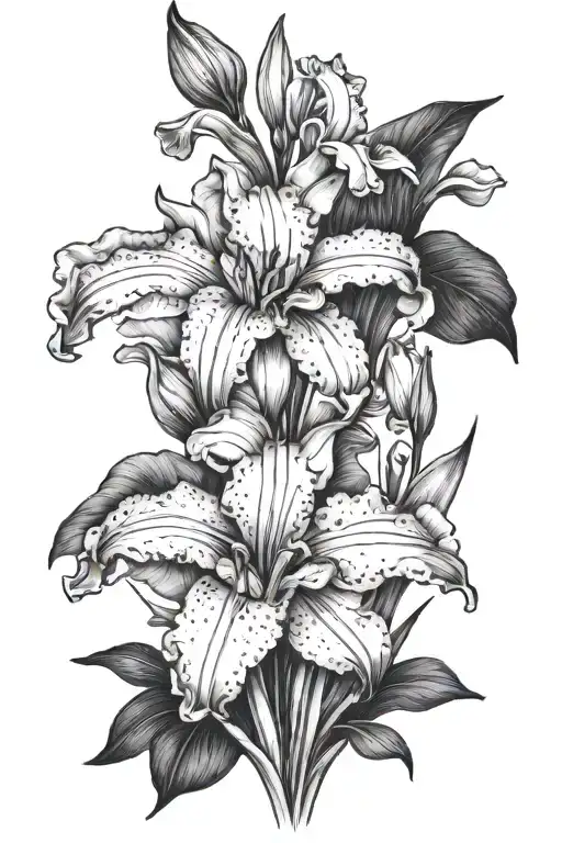 Lilly And Iris Combined Together Fine Line